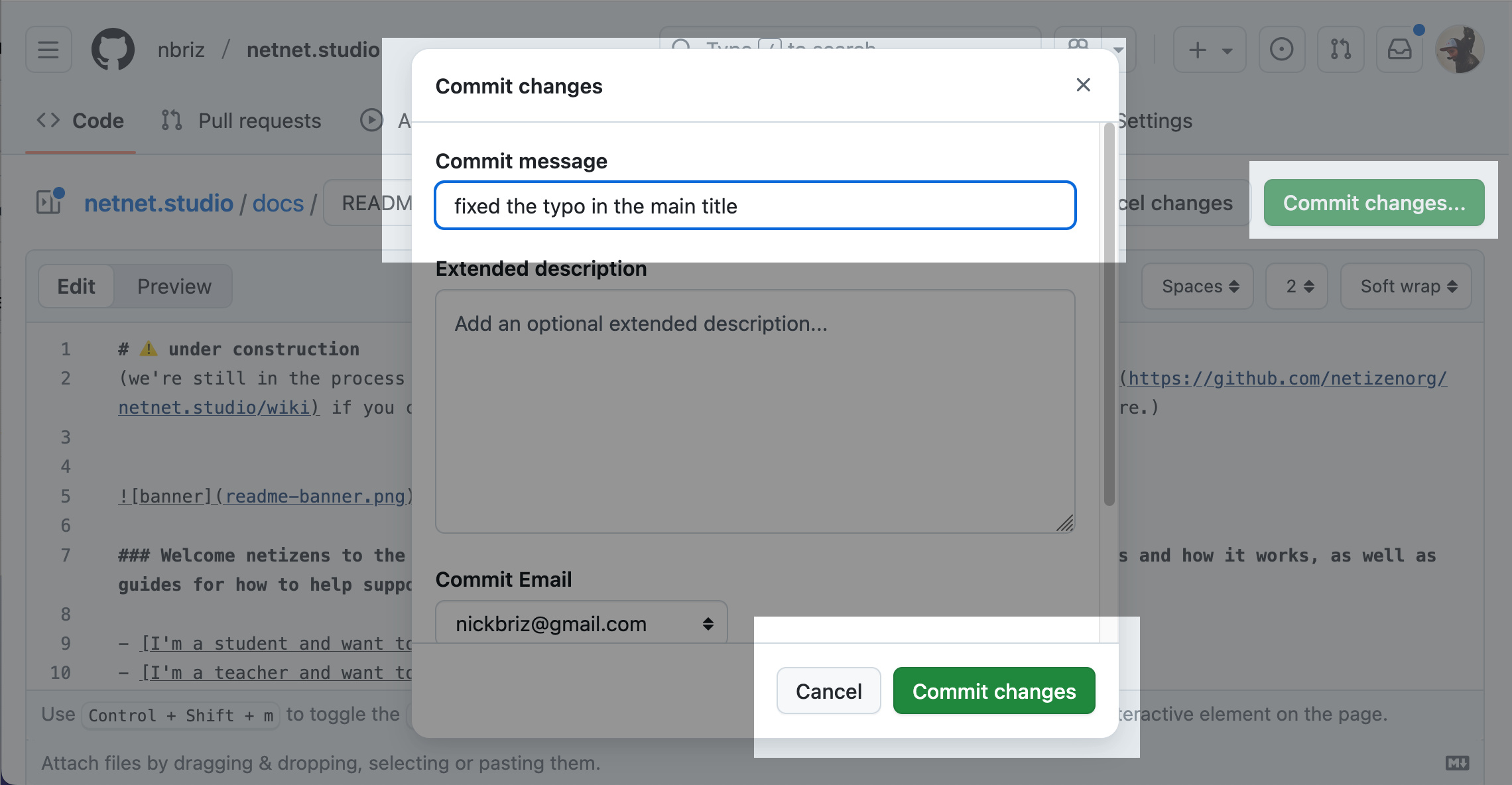 commit button